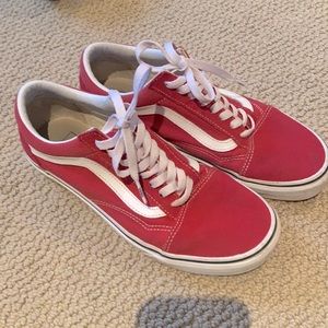 Red and white old skool vans suede and canvas